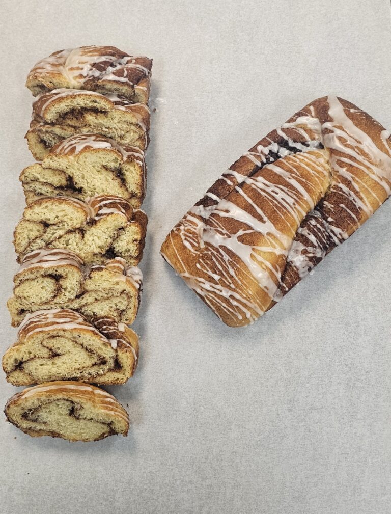 Cinnamon Twist Whole Loaf from Cinnamon Twist Bakery &mdash; sliced view showing the swirl